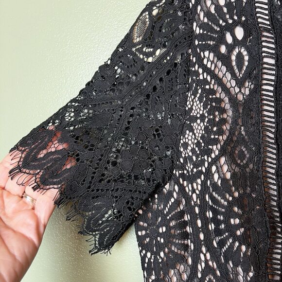 Steve Madden BB Dakota On The List Black Lace Scalloped Dress Sz 6 Revolve - Picture 5 of 16
